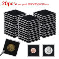 20PCS Plastic Square Coin Holder Capsules Container Coin Transparent Gaine Small Round Coin Protection Box Display 20mm-40mm. 
