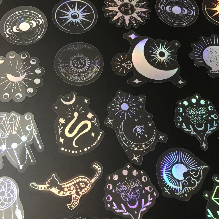 50pcs%20Holographic%20Glitter%20Stickers%20PET%20Transparent%20Shiny%20Waterproof%20Decorative%20Decals%20-%20Image%204