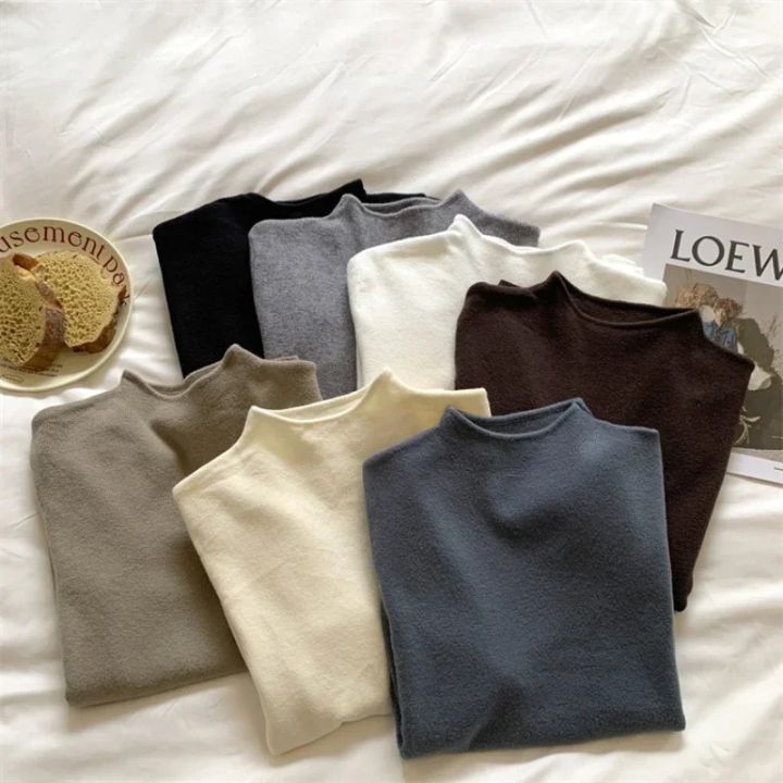 2026 Solid Sweater Women Half Turtleneck Knitted Pullovers Harajuku Korean Soft Warm Knitwear Autumn Winter Fashion Slim Jumpers