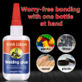 A 50g piece of the latest welding glue, multi-purpose adhesive, universal glue, suitable for rubber, ceramics, leather, aluminum products, and wood. Glass, shoes, plastic toys, metal, etc.. 