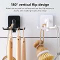 360 Degrees Self-Adhesive Hook Kitchen Bathroom Storage Hanger Wall Hanging Cabinet Shelf Rotating Folding Hooks Foldable Rotatable Mounted Organizer Holder Moisture Proof Swivel Seamless Hangers Mount Adhesive. 