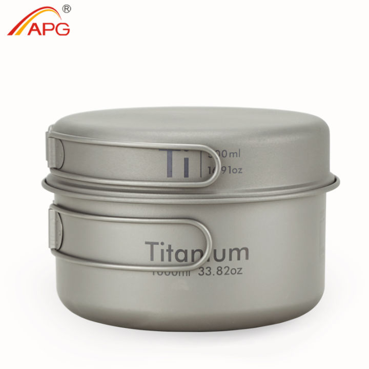 APG%20Ultralight%20Titanium%20Pan%20Outdoor%20Camping%20Titanium%20Bowl%20Set%20Folding%20Handle%20Cookware%20-%20Image%202