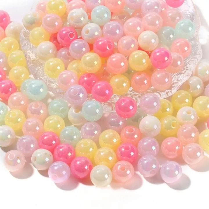 200g AB Color Acrylic Round Beads - 6mm 8mm 10mm 12mm Mixed Sizes For Jewelry Making Crafts