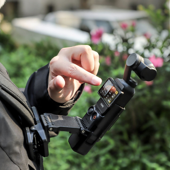 SUNNYLIFE Backpack Clip Mount for Pocket 3 | Extendable Rotatable Magnetic Holder - Hands-Free Vlogging, Cycling, Hi