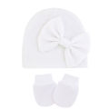 2Pcs Newborn Beanie Hat Gloves Set Cotton Princess Bow Baby Girl Hat Spring Autumn Winter Infant Bonnet Toddler Cap 0-6M. 