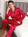 Men Pajama Sets Microfiber Sleepwear For Sleeping Man Shirt Silk Long Sleeve Pyjama Male Home Night Wear Plus Size Loungewear. 