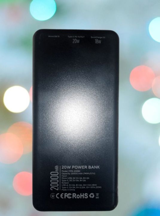 Power Bank MAKE 20W 20000 mAh PD+QC Black (MPB-206BK)