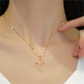 Trendy Heart Stainless Steel Zirconia Necklaces For Women Girls Love Gold Color Metal Necklace Party Birthday Daily Jewelry.