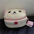New Cute Rilakkuma Bear Girl Plush Elliptical Stereoscopic Makeup Bag Portable Storage Bag Cute Cartoon Easy Bear Bear Storage W. 