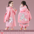Children Raincoat Girls Boys School Students Backpack Location Waterproof Cartoon Rainwear For 2-12 Years Old Kids.
