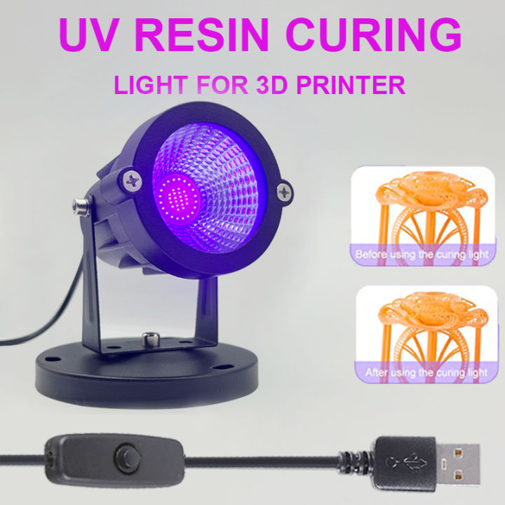 405nm UV GEL Curing Light 10W LED Black Light Fixtures 5V with USB On/Off Switch Cable for UV Resin Curing 3D Printer Gel Nail