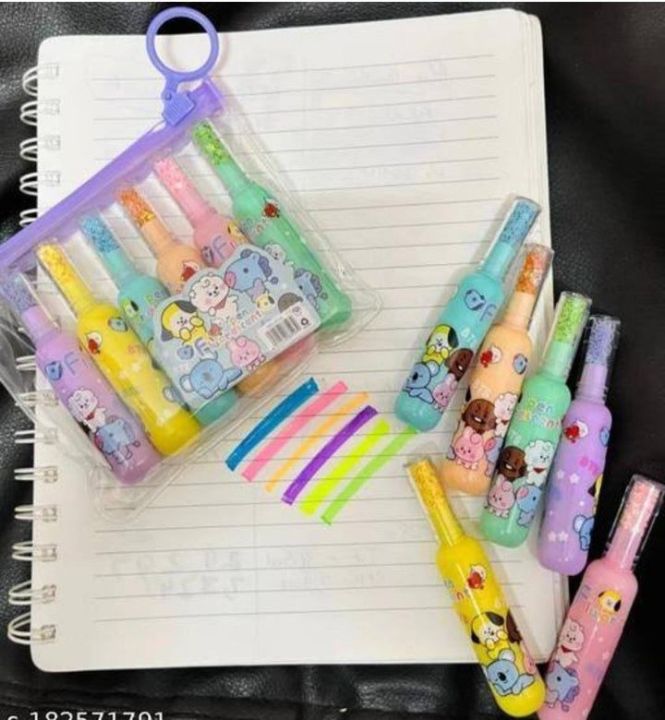 Pack Of 6 Pcs Bottle Shape Highlighter For Girls Kids