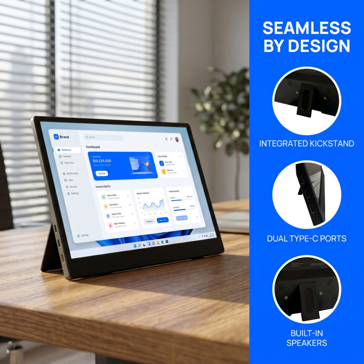 11.6%20Inch%20Portable%20Monitor%20Extend%20Display%20IPS%201366X768%20Panel%20Penhole%20Stand%20VESA%20USBC%20Mini%20HDMI%20Mobile%20Display%20-%20Image%205