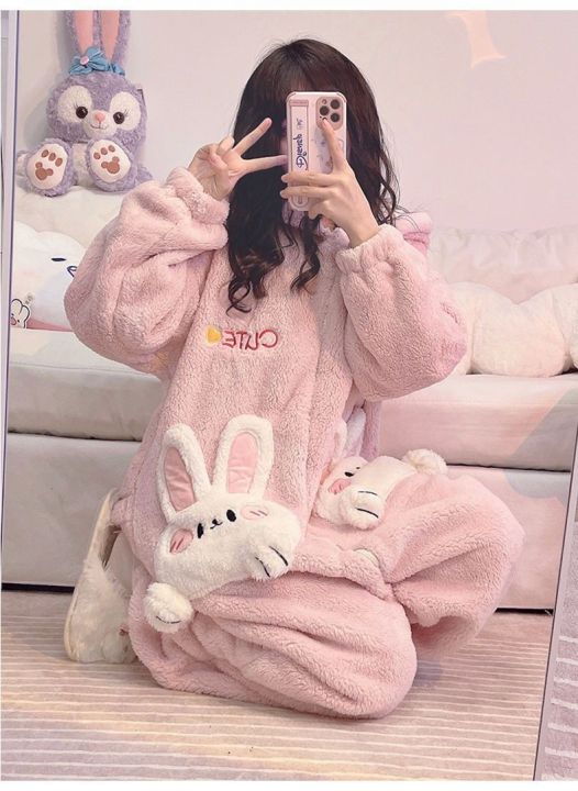 Coral%20Velvet%20Onesies%20Women%20Cute%20Rabbit%20Kigurumi%20Unicorn%20Preppy%20Cartoon%20Hooded%20Kawaii%20Thicker%20Winter%20Warm%20Cotton%20Pajamas%20Homewear%20-%20Image%203