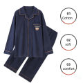 Cotton Men Pajamas Set of Autumn Winter Long-Sleeved Cardigan Plus Size Men Models of Home Clothing Plaid Sleepwear 2PCS/Set. 