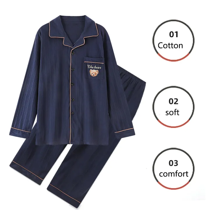 Cotton%20Men%20Pajamas%20Set%20of%20Autumn%20Winter%20Long-Sleeved%20Cardigan%20Plus%20Size%20Men%20Models%20of%20Home%20Clothing%20Plaid%20Sleepwear%202PCS/Set%20-%20Image%203