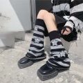 Black White Grey Star Knitted Leg Warmers Winter Warm Cotton Thigh High Stockings Elastic Warm Thigh Knitted Boot Stockings.