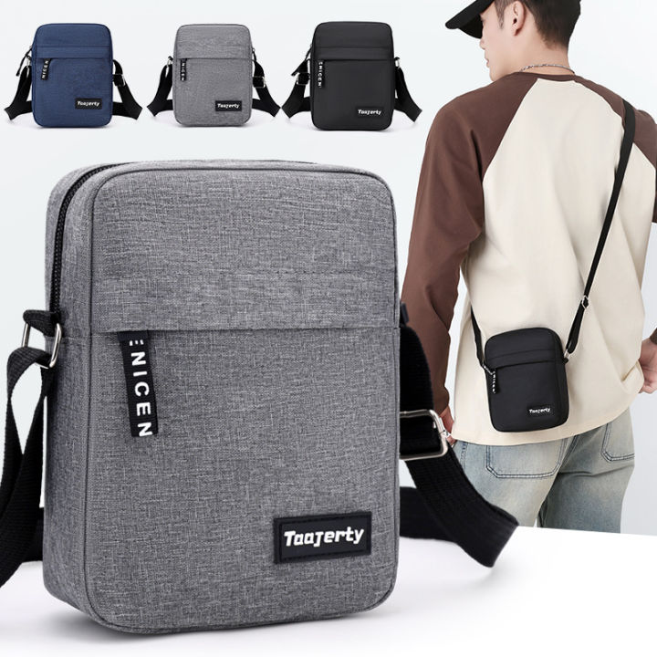 Simple Mini Crossbody Handbags Bag Men's Nylon Shoulder Side Bag for Men Messenger Phone Sling Bag Husband Chest Pack Wallet