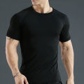 Men's compression running T-shirt fitness tight short sleeved T-shirt training jogging shirt gym sportswear quick drying.