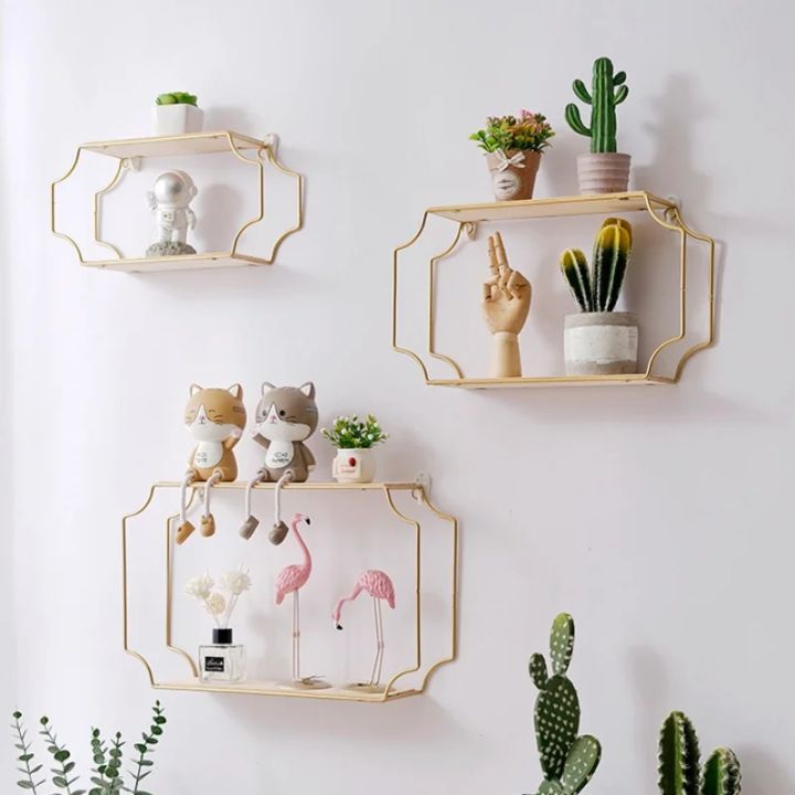 Nordic Wall Shelf Decoration Metal Wall Storage Rack Kitchen Living ...