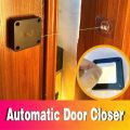 1pc Black Punch Free Automatic Sensor Door Closer Automatic Shutdown Device Non Punching Telescopic Sliding Door Device. 