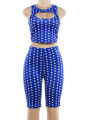 Kliou Polka Dot Print 2 Piece Set Woman o-Neck Hollwo Design Crop Tops+Skinny Peach Hip Shorts Hot Girls Fashion Outfits.