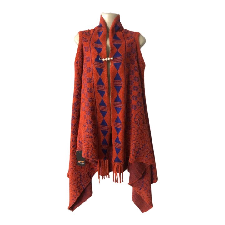 Womens Wool Cape Shawl Winter Poncho Wrap with Sleeves