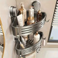 Space-saving suction cup bathroom rack - no drilling required, strong triangular rack with hooks. 