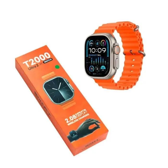 T2000 Ultra 2 Max Smart Watch – 2.08" HD Display, Wireless Charging, Fitness Tracker, Bluetooth Call, Waterproof – Series 9 Smartwatch for Android & iOS