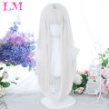 LM Long White Black Water Wave Wig with Bangs Cosplay Silky Wig for Women Daily Party Natural Soft Synthetic Hair Heat Resistant. 