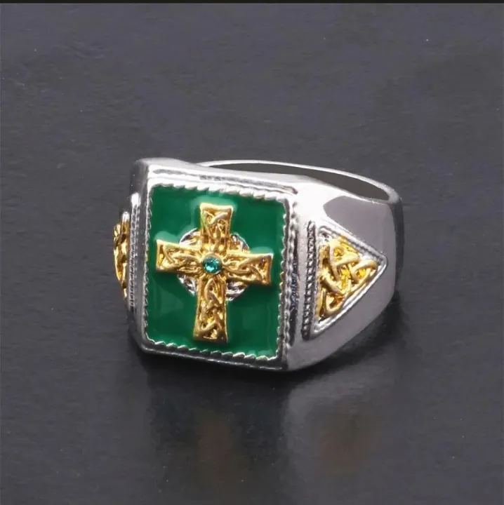Ireland%20Celtic%20blessing%20ring%20cross%20grandmother%20green%20ring%20male%20cross-border%20goods%20-%20Image%203