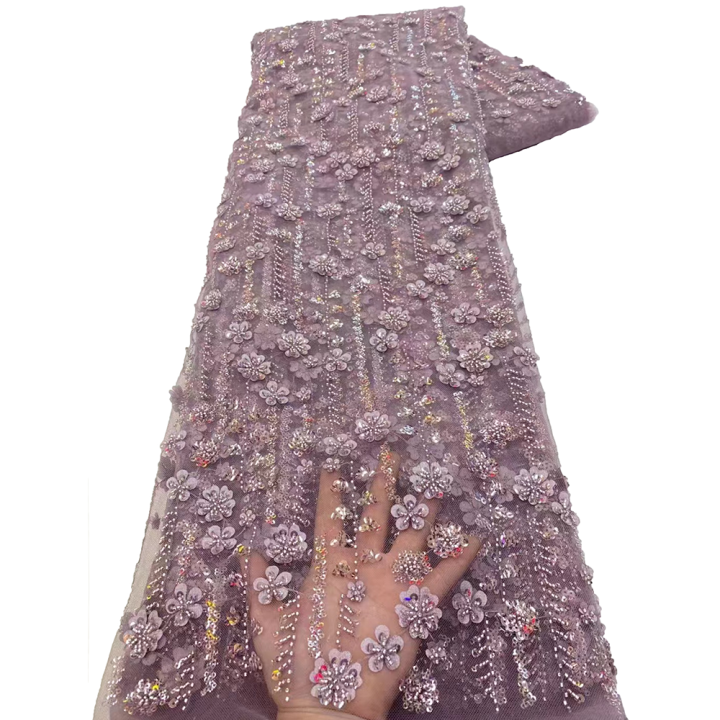 2026 Net Lace Fabrics With Sequins For Evening Dresses Latest French Beaded Tulle Lace Fabric High Quality African