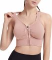 Women Shockproof Front Zipper Closure High Impact Sports Bra Racerback Yoga Top. 