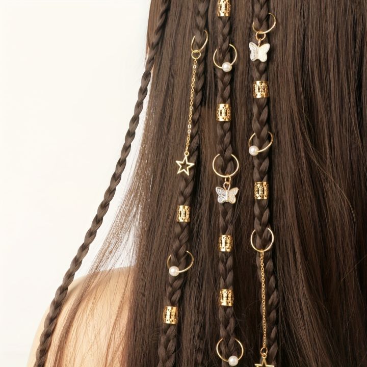 28Pcs Hair Braids Cuffs Hair Charms Dreadlock Jewelry Braid Jewelry Braid Rings Braid Decorations Jewelry For Hair Dreadlock