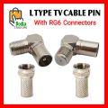 2 PcsTV and LCD/LED TV Cable Pin L Shape with 2 Connector RG6. 