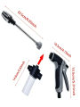1Pc High-Pressure Car Wash Water Gun with Storage Foam Can, Multi-Functional Garden, Adjustable Rod Sprayer for Car Garden Cleaning Tool. 