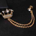 Gold Tone Crown Lapel Stick Brooch Pin. 