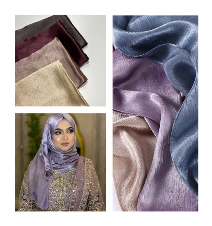 Diamond satin silk party hijab. Hijab Premium Quality. Size: 90 X 30 Inch. -