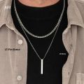 Men 3D Spiral Rectangle Cool Vertical Pendant Necklace with Neck Chain  for Men Women. 