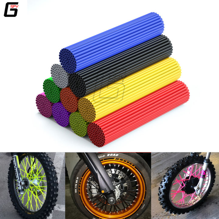 72PCS Universal Motocross Motorcycle Dirt Bike Enduro Off Road Wheel Rim Spoke Shrouds Skins Cover For HONDA YAMAHA KAWASAKI