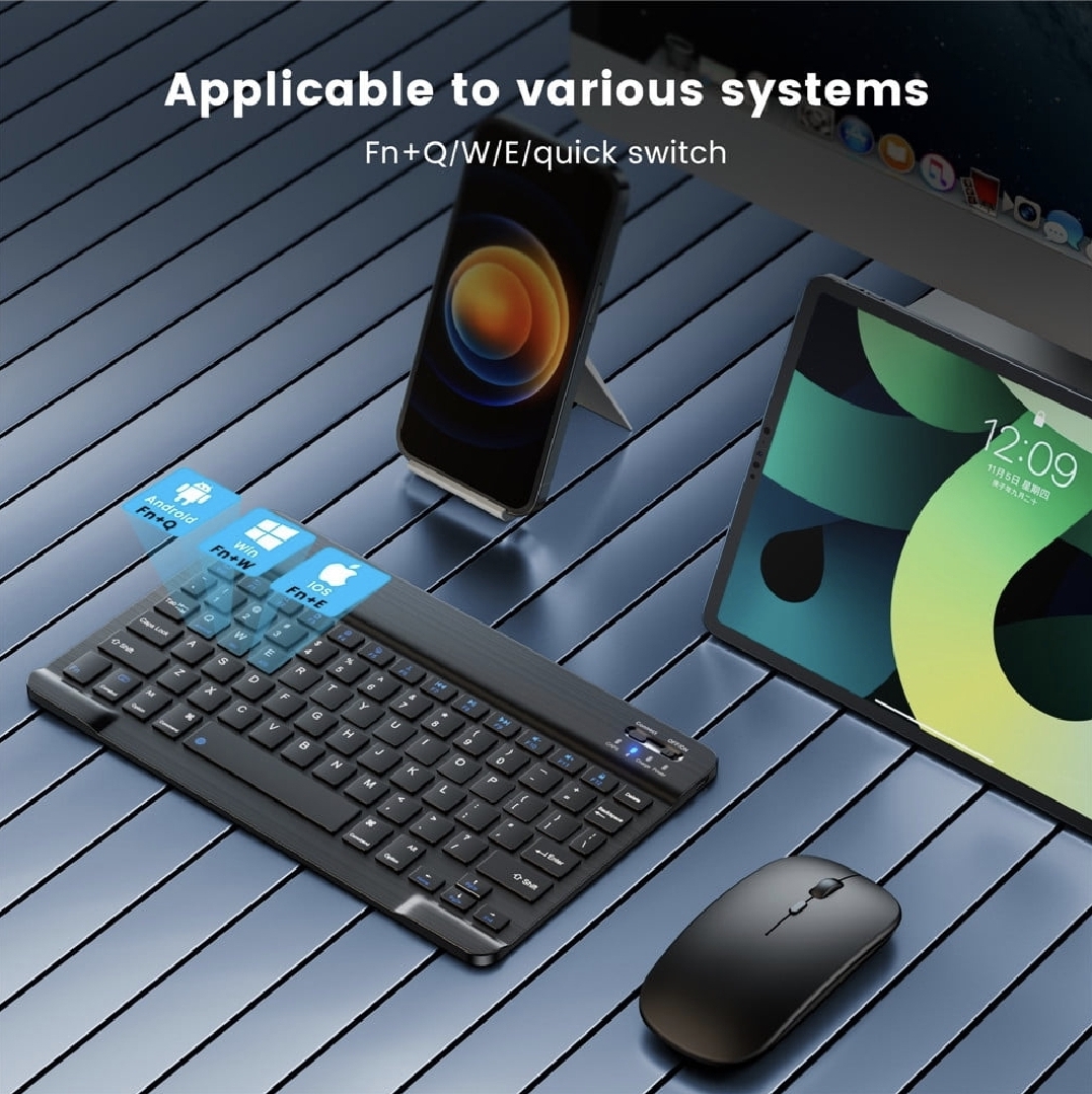 COMBO Wairless Bluetooth Kyeboard and Mouse Set High Quality Build Material For Laptop Pc Smartphone Tablet & all Smart Device