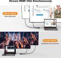 USB C to HDMI VGA Adapter, Type C to VGA to USB C Thunderbolt 3 for Dual Monitor Adapter. 
