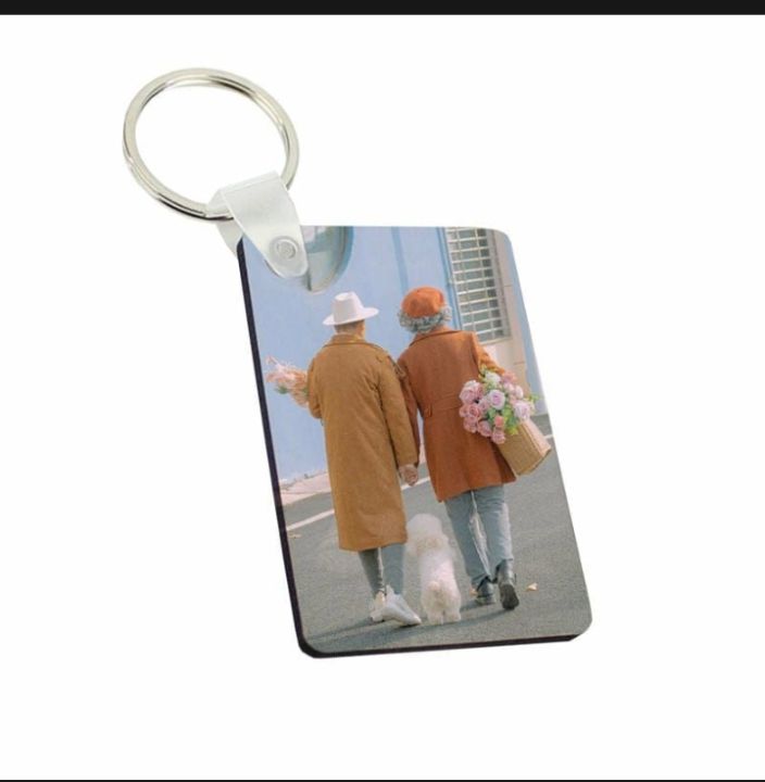 Customized photo printed keychain double side photo print best gift with box