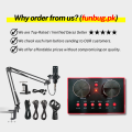 【Large PCB】 BM800 Condenser Microphone KIT with V8 SoundCard for Studio Recording ~ Home Studio Setup for PodCasting, Live Streaming, Gaming, Singing, ASMR with Mic Suspension Adjustable Scissor Arm, XLR Cable, Shock Mount & Pop Filter ~ FunBug. 