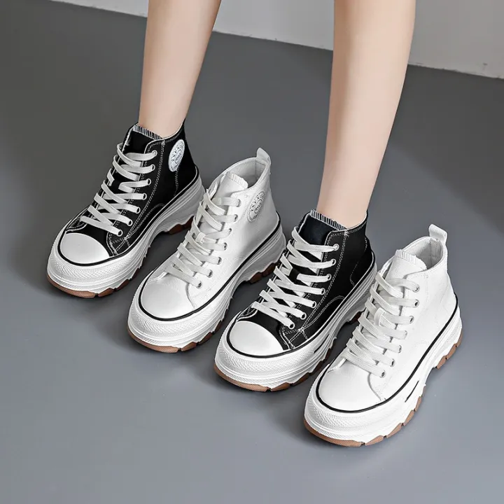 2024%20New%20Women%20High%20Top%20Sneakers%20Lace-Up%20Casual%20Plarform%20Height%20Canvas%20Non-slip%20Wear%20Resistant%20Spring%20Female%20Vulcanize%20Shoes%20-%20Image%203