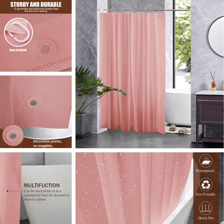 Clear%20Shower%20Curtain%20Waterproof%20White%20Plastic%20Bath%20Curtains%20Liner%20Transparent%20/%20Pink%20Bathroom%20Mildew%20PEVA%20Home%20Luxury%20with%20Hooks%20-%20Image%207