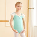 Girls Black Ballet Leotard Ruffle Sleeve Dance Bodysuit Cotton Gymnastic Leotards Soft Mesh Splicing Ballerina Outfits.