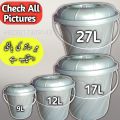 PLASTIC BUCKET  - DIFFERENT SIZES WITH LID COVER
-Silver Color. 