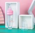 Full Silicone Spoon feeder 90ml rice vanguard squeezed spoons of rice vanguard bottle suction cup soft spoon head -1pcs. 