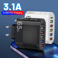 3.1A 5 Ports USB Charger PD Fast Charging Adapter For iPhone Xiaomi Samsung Mobile Phone EU/US/UK Plug Charge QC3.0 Wall Charger.